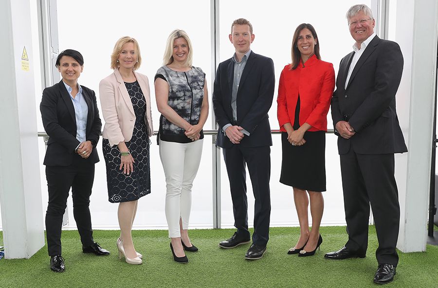 Left to right: Chyloe Kurdas, Female Engagement Senior Manager at Golf Australia, BBC Sport’s Hazel Irvine, Sky Sports’ Golf Presenter Sarah Stirk, Nick Pink, Chief Executive of England Golf, Liz Dimmock, Founder of Moving Ahead and Martin Slumbers, Chief Executive of The R&A